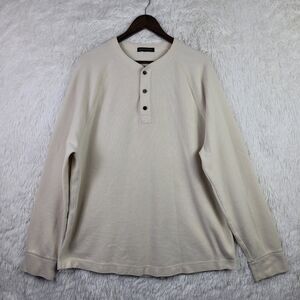 Banana Republic Mens 2XL Beige Brushed Waffle Knit Thermal Henley Shirt Neutral